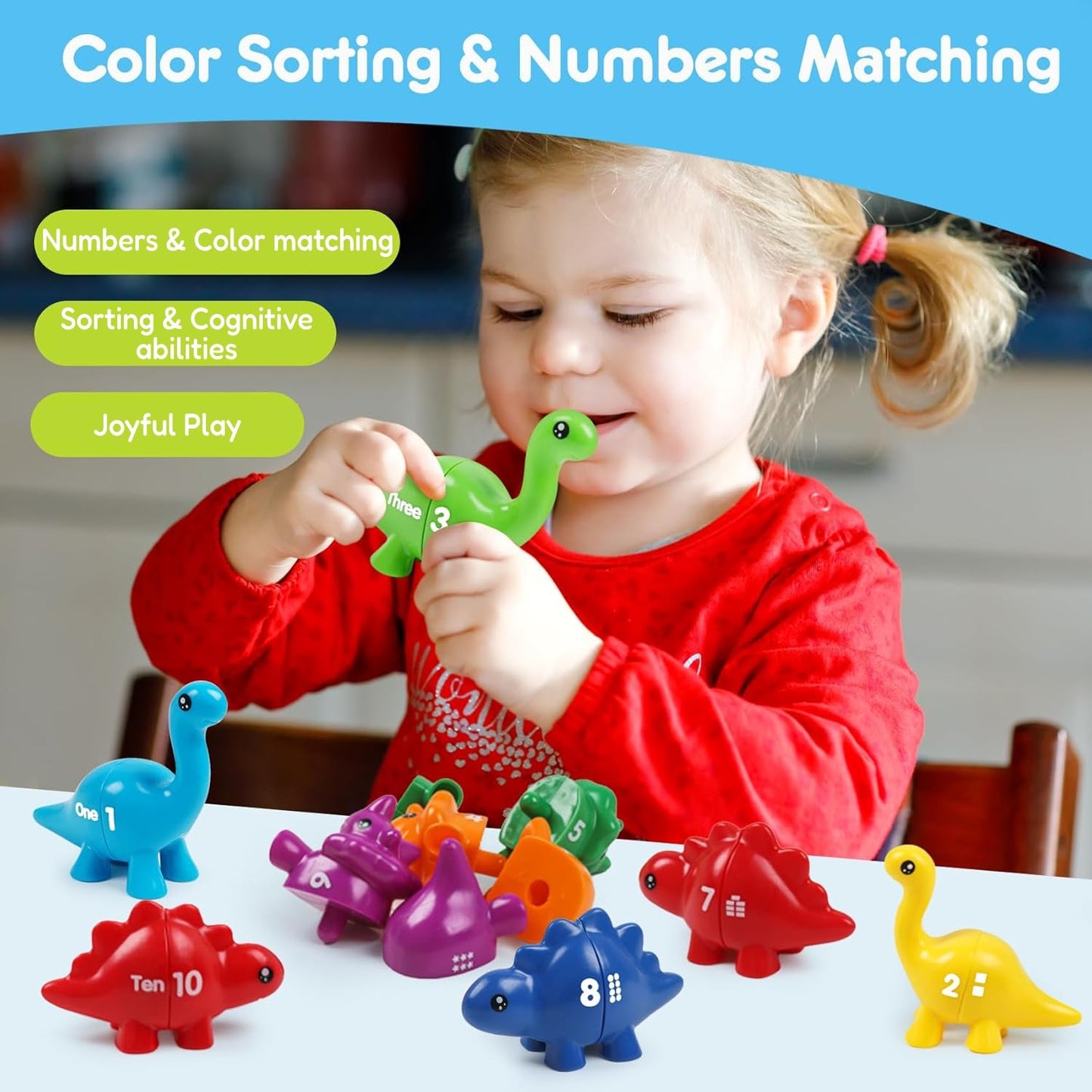 Open Ended JurassiCount-Montessori Dinosaur Number Matching Set (20 pcs)