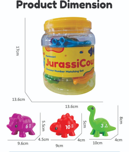 Open Ended JurassiCount-Montessori Dinosaur Number Matching Set (20 pcs)
