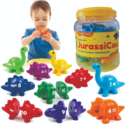 Open Ended JurassiCount-Montessori Dinosaur Number Matching Set (20 pcs)