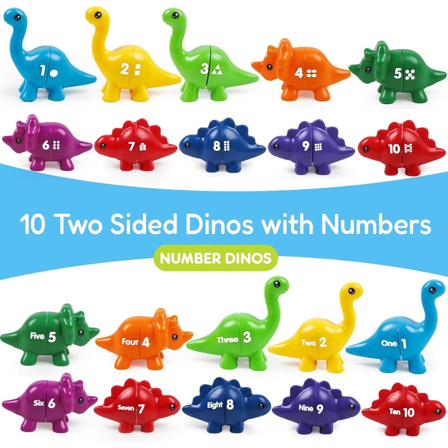 Open Ended JurassiCount-Montessori Dinosaur Number Matching Set (20 pcs)