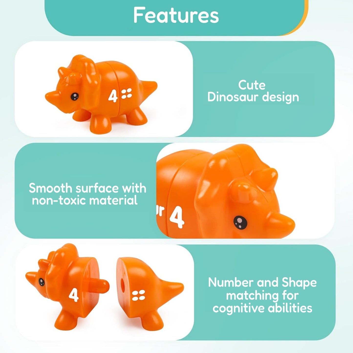 Open Ended JurassiCount-Montessori Dinosaur Number Matching Set (20 pcs)