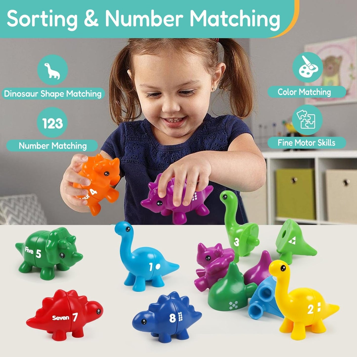 Open Ended JurassiCount-Montessori Dinosaur Number Matching Set (20 pcs)