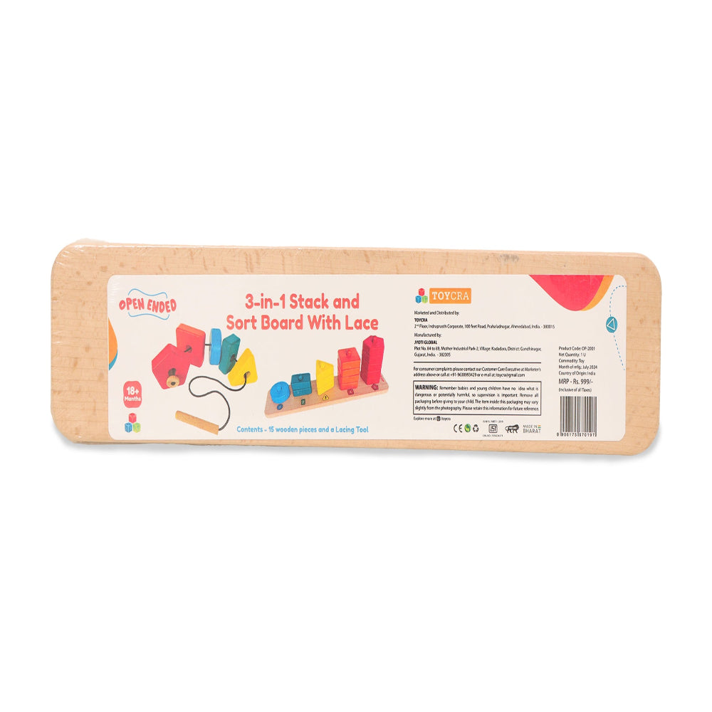 Open Ended 3 in 1 Stack and Sort Board With Lace