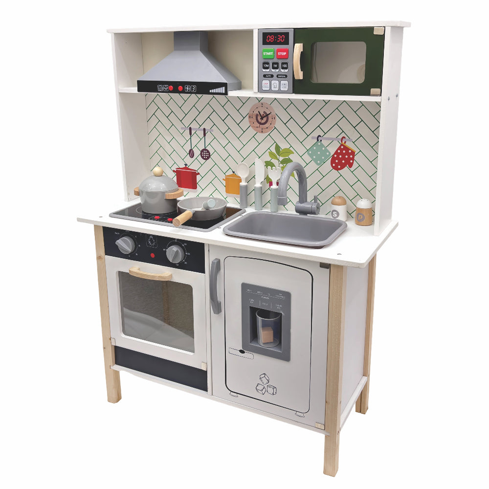 Open Ended Modern Kitchen Set with Lights & Sound -12 Accessories included