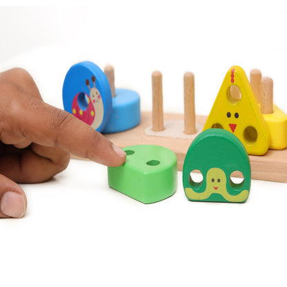 Open Ended Montessori Multi Peg Shape Stacker