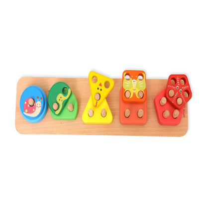 Open Ended Montessori Multi Peg Shape Stacker