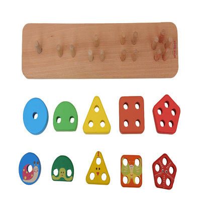 Open Ended Montessori Multi Peg Shape Stacker