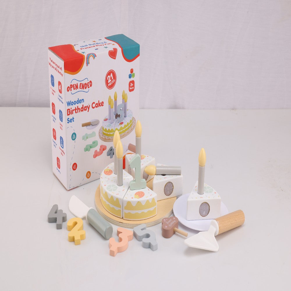 Open Ended Wooden Birthday Cake Set -21 Pieces