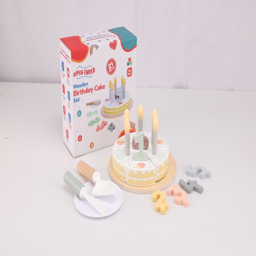 Open Ended Wooden Birthday Cake Set -21 Pieces