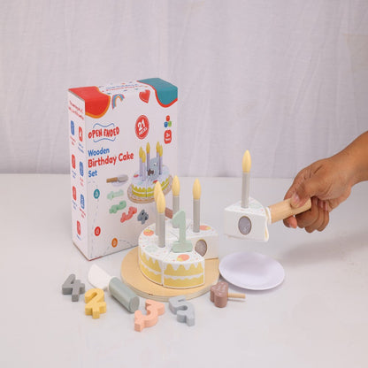 Open Ended Wooden Birthday Cake Set -21 Pieces