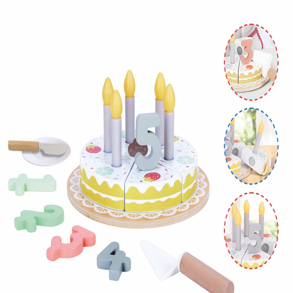 Open Ended Wooden Birthday Cake Set -21 Pieces