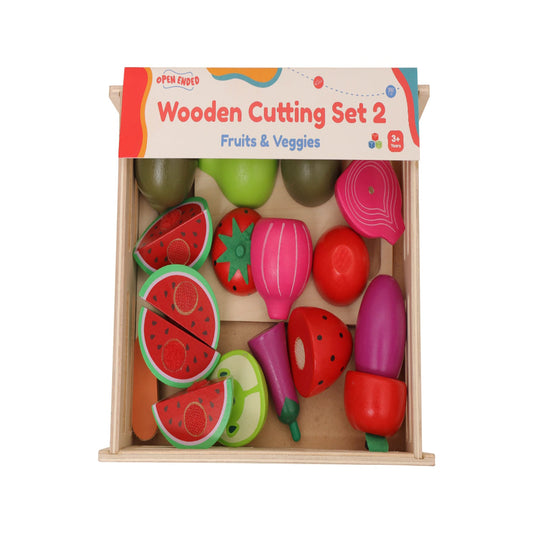 Open Ended Wooden Cutting Set 2- Fruits & Veggies (7 pcs set)