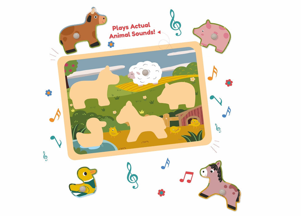 Toycra Open Ended Wooden Sound Puzzle - Farm