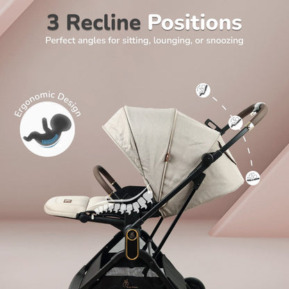 R for Rabbit Street Smart Regal 2-Way Reversible Baby Stroller with One-Hand Fold & 5-Point Safety Harness