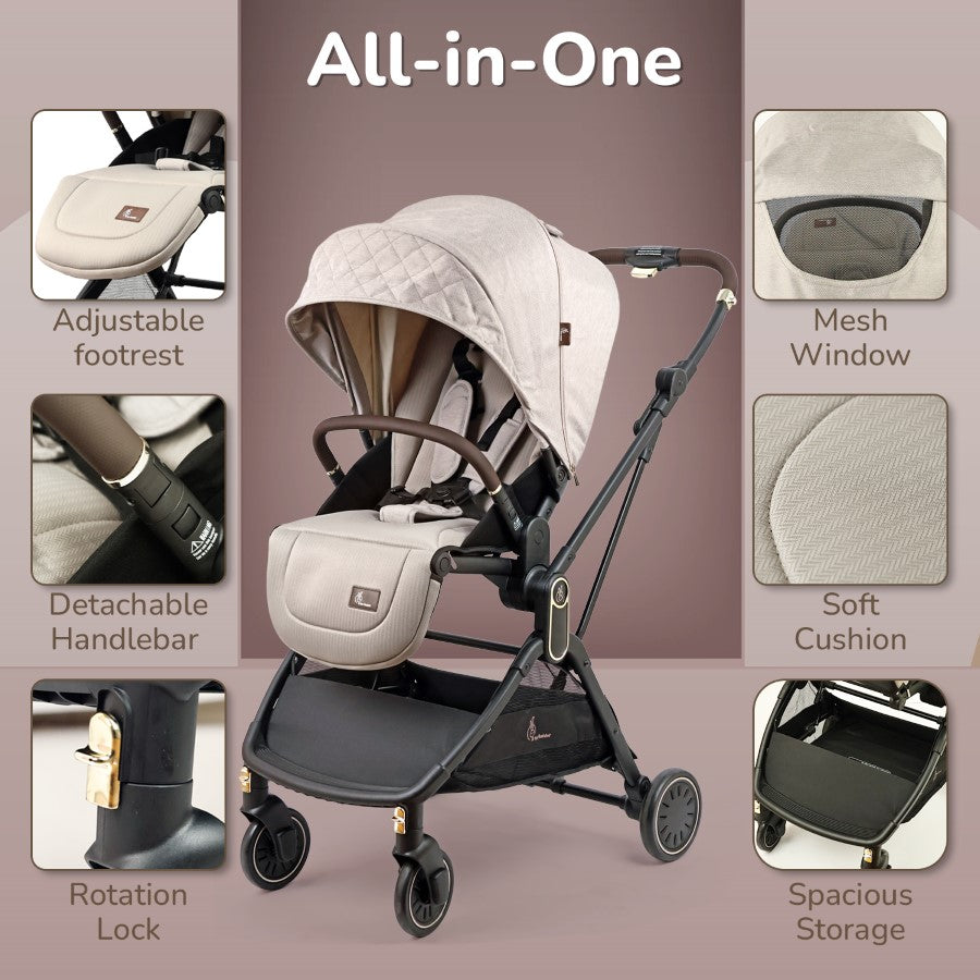 R for Rabbit Street Smart Regal 2-Way Reversible Baby Stroller with One-Hand Fold & 5-Point Safety Harness