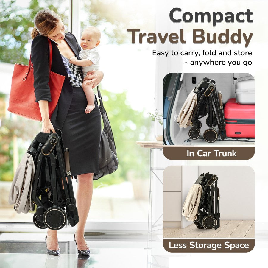 R for Rabbit Street Smart Regal 2-Way Reversible Baby Stroller with One-Hand Fold & 5-Point Safety Harness