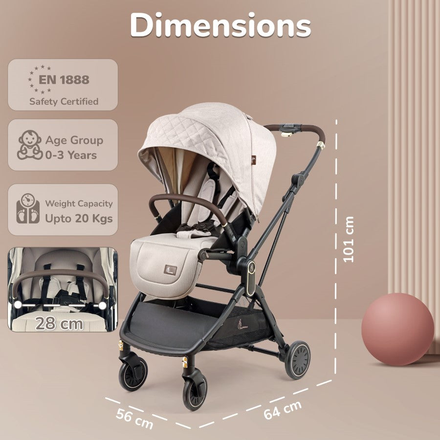 R for Rabbit Street Smart Regal 2-Way Reversible Baby Stroller with One-Hand Fold & 5-Point Safety Harness