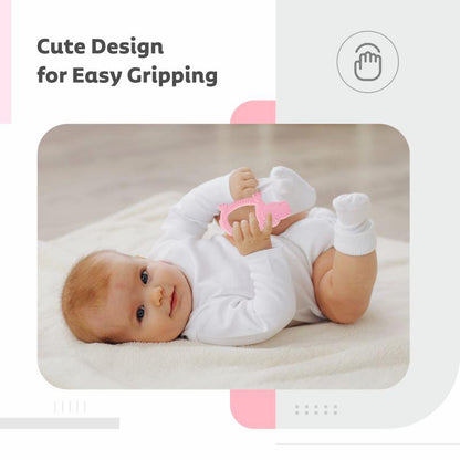 R for Rabbit Tiny Bites Safari – Cute Baby Silicone Teether - Hippo Pink