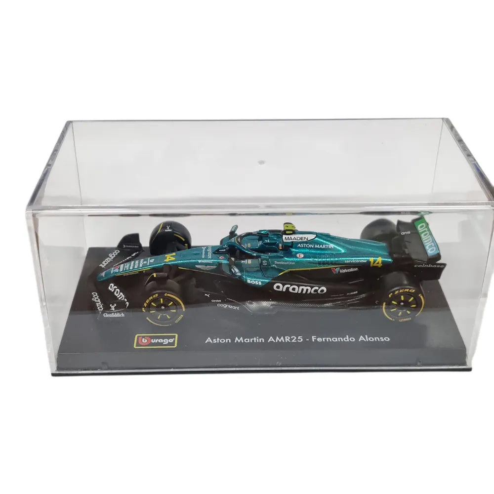 Bburago 1:43 Scale Aramco Aston Martin AMR25 2025 Formula 1 Model #14 Fernando Alonso