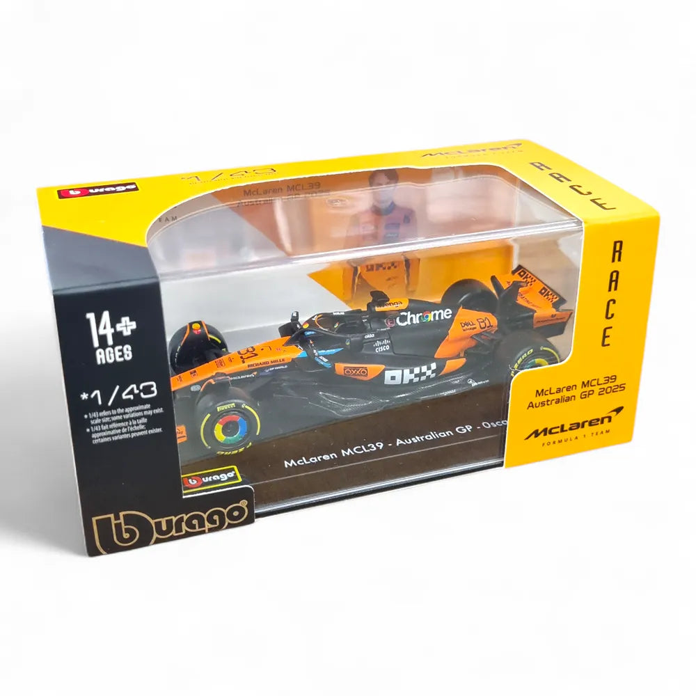 Bburago 1:43 Scale Mclaren MCL39 Australian GP 2025 Formula 1 Model #81 Oscar Piastri