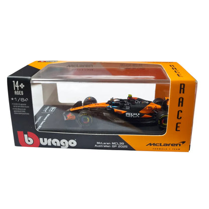 Bburago 1/64 Scale Mclaren MCL39 Australian GP 2025 Formula 1 Model #4 Lando Norris
