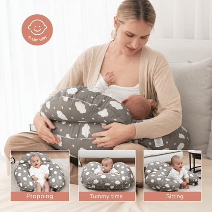 Momcozy Maternity Accessory Adjustable Nursing Pillow Grey & White